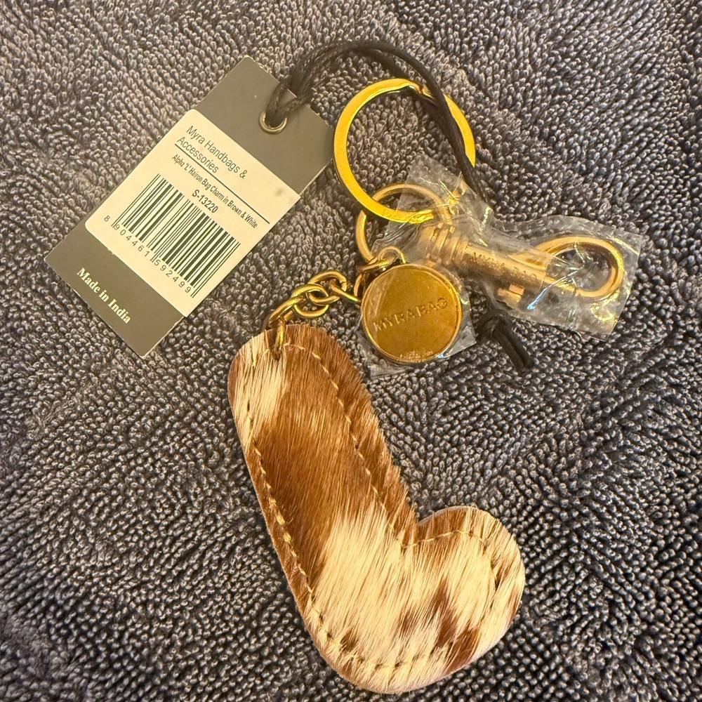 Myra Bag Brown and Gold Keychain